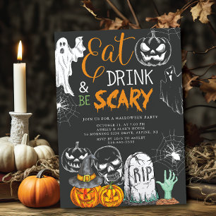 Ät mat och dryck och var scary Halloween Inbjudningar