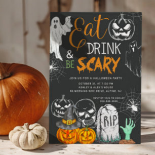 Ät mat och dryck och var scary Halloween Inbjudningar
