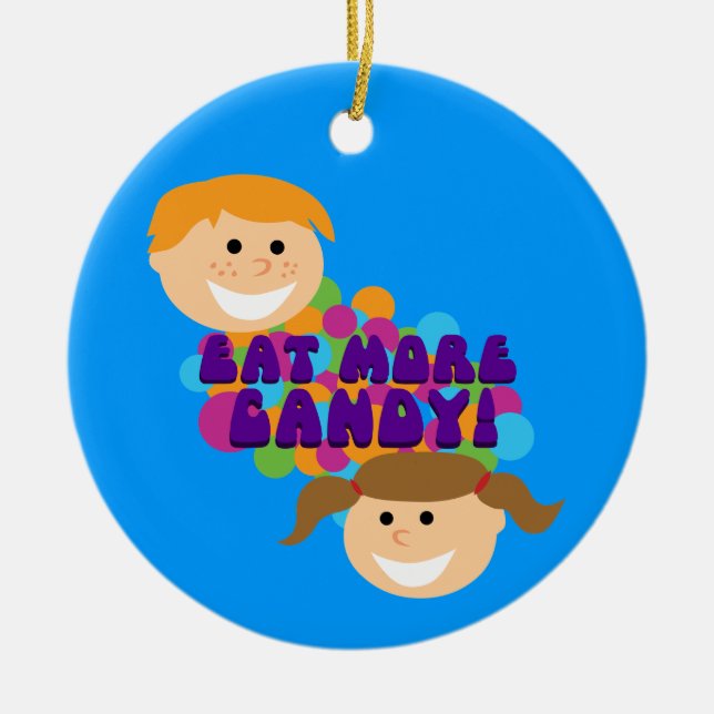 Ät mer Candy Retro Kids Julgransprydnad Keramik (Framsidan)