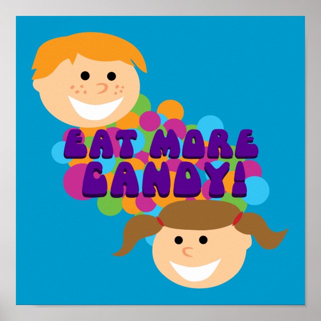 Ät mer Candy Retro Kids Poster (Framsidan)