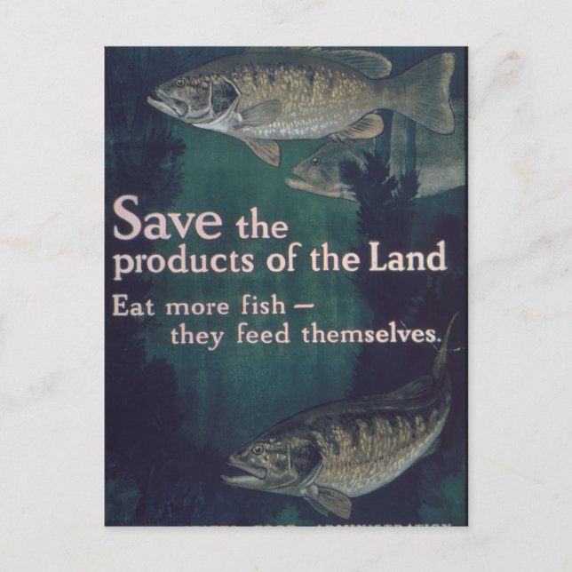 Ät mer fisk - Vintage Vykort (Framsida)