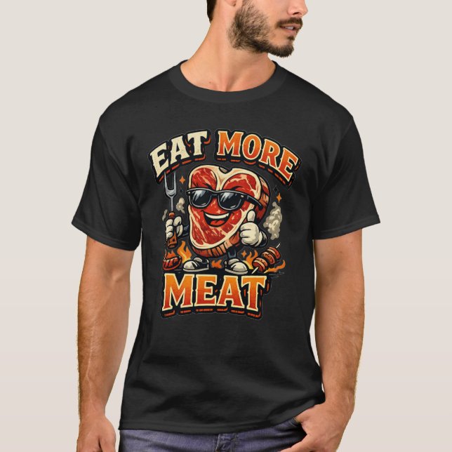 Ät Mer Kött Rolig BBQ Köttälskare T-Shirt (Framsida)