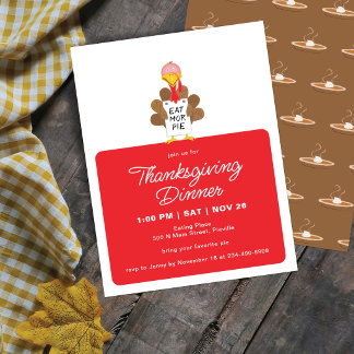 Ät Mer Paj Funny Turkey Thanksgiving Middag Inbjudningar