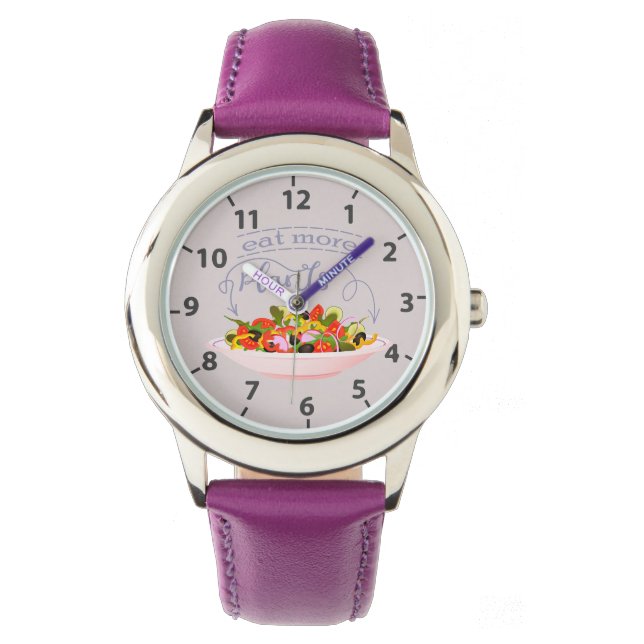Ät mer växter färsk sallad motivation bokstäver armbandsur (Framsida)