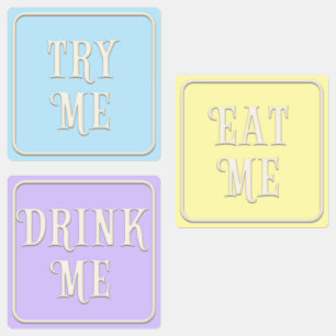 "Ät mig, drick mig, prova mig" Wonderland Tea Part Klistermärke