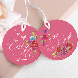 Ät mig! Vintage Alice i Wonderland Vibrant Blommig Gåvor Etiketter
