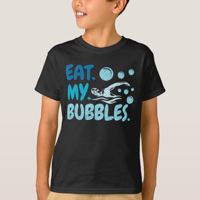 Ät min Bubbles Simma Team Swimmer Funny Simma T Shirt (Framsida)