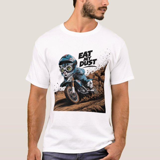 Ät min damm | Funny Motor Kor Cat Rider T Shirt (Framsida)