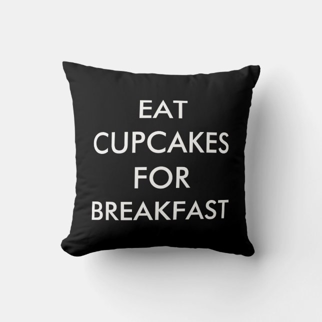 Ät Muffinsar för frukost i svart Kudde (Framsida)