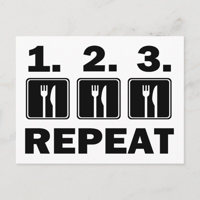 Ät och ät och upprepa vykort (Framsida)