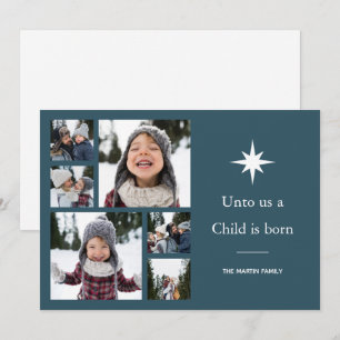 Åt oss ett barn är Born Photo Collage jul Julkort