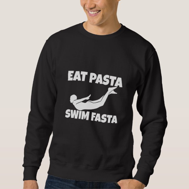 Ät Pasta Simma Fasta Lång Ärmad Tröja (Framsida)