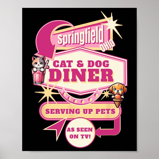 Ät Pets Springfield Ohio Funny Cats Hundar Trump Poster (Framsidan)