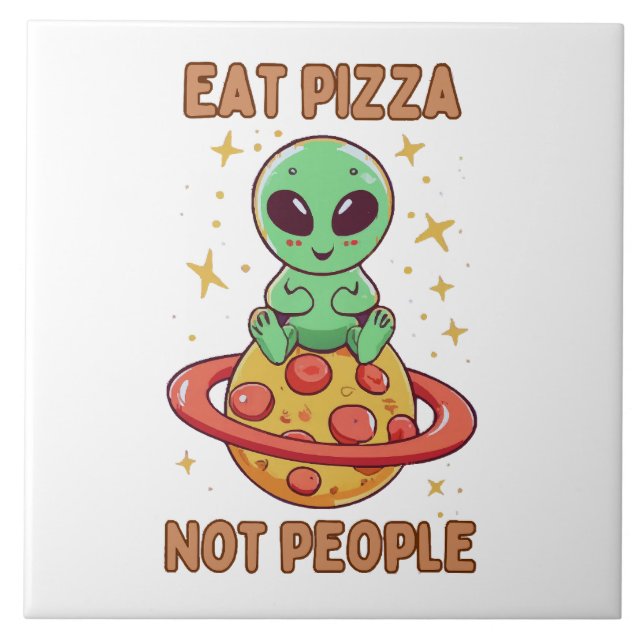 Ät pizza inte människor kakelplatta (Framsidan)