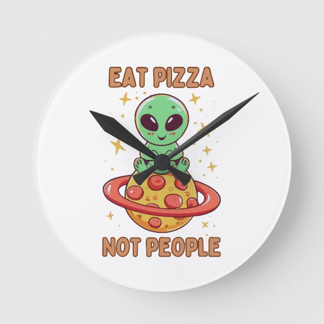 Ät pizza inte människor rund klocka (Framsida)