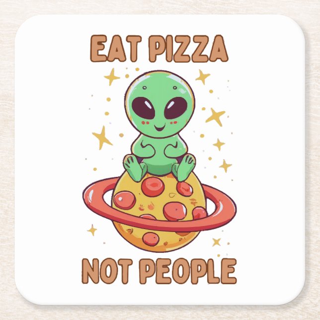 Ät pizza inte människor underlägg papper kvadrat (Framsidan)