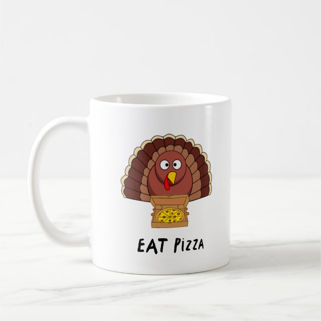 Ät Pizza med Thanksgiving Turkiet Kaffemugg (Vänster)