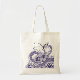 "At Play"-påskriften Dragon and Peony Tote Bag Tygkasse