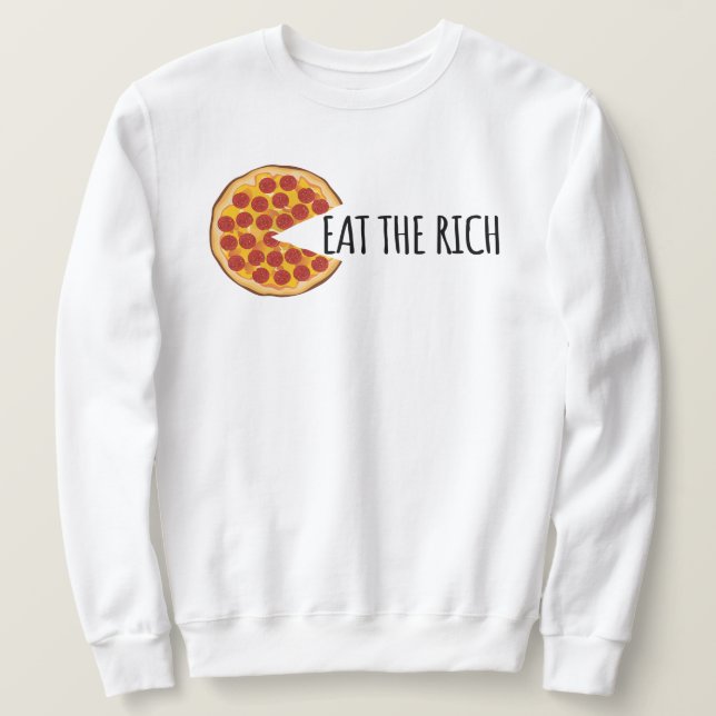 Ät Riken - Lustigt socialistiskt Pizza Lång Ärmad Tröja (Design framsida)