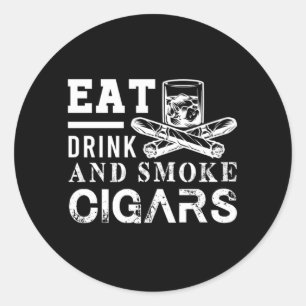 Ät rök Cigars Humidor Cutter Cigar Smoker Runt Klistermärke