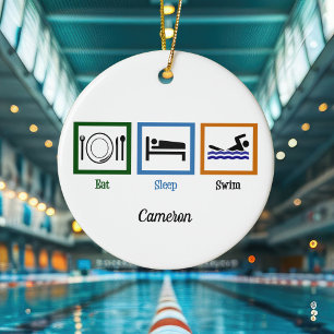 Ät Simma i viloläge Funny Swimmer-jul Julgransprydnad Keramik