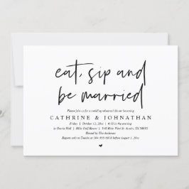 Ät, sip och gift Bröllop Rehearsal Middag Inbjudningar