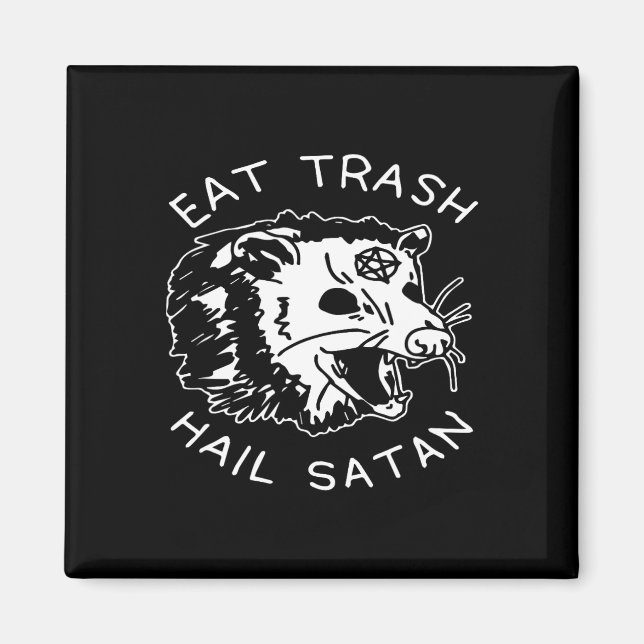 Ät skräp Hälsningar Satan Matchande julpyjamas Xma Magnet (Framsidan)
