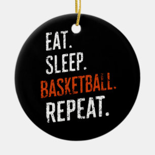 Ät Sla Basketball Upprepa Retro Vintage Julgransprydnad Keramik