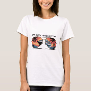 Ät Sla Cruise Upprepa Semester Fartyg Hav Solnedgå T Shirt