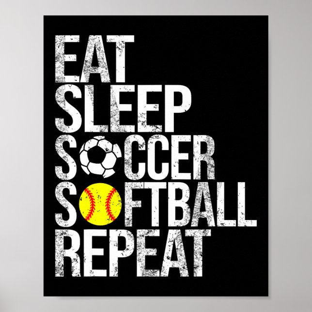 Ät Sla Fotboll Mjukt Upprepa Roligt Ll  Poster (Framsidan)