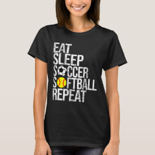 Ät Sla Fotboll Mjukt Upprepa Roligt Ll T Shirt