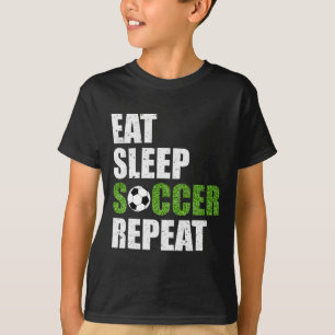 Ät Sla Fotboll Upprepa Fotbollsspelare Present Trö T Shirt