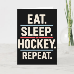 Ät Sla Hockey Upprepa Roligt Spelare Fan Citat Kort