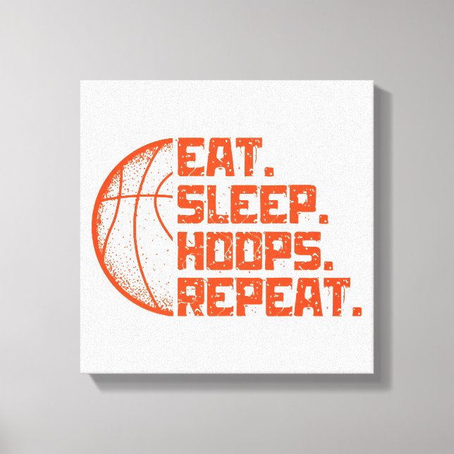 Ät Sla Hoops Upprepa Basket Roliga Citat  Canvastryck (Framsida)