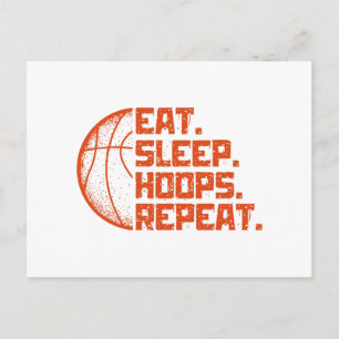 Ät Sla Hoops Upprepa Basket Roliga Citat Helg Vykort