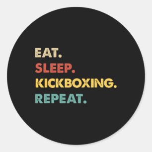 Ät Sla Kickboxning Upprepa Rolig Kickboxning Älska Runt Klistermärke