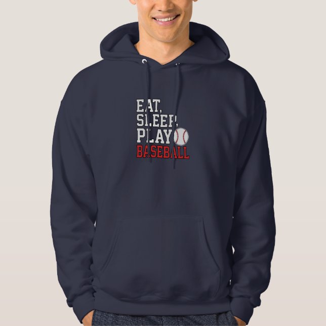 Ät Sla Play Baseball Rolig Baseball Citat Hoodie (Framsida)