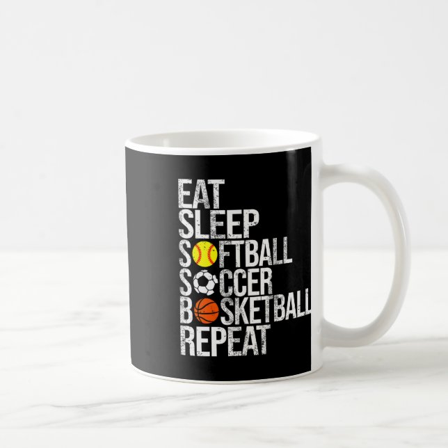Ät Sla Softll Fotboll Sketll Upprepa Rolig Sport  Kaffemugg (Höger)