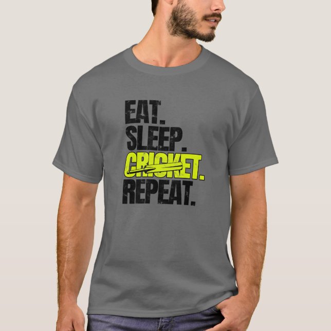 ÄT SLEEP CRICKET UPVÄXLING Sport T Shirt (Framsida)