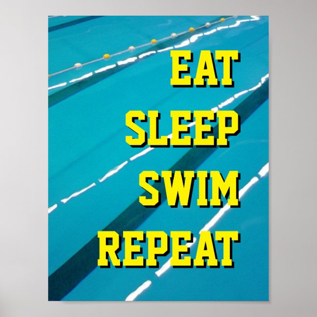 ÄT SLEEP SIMMA REPETERA swimmingpool posters (Framsidan)