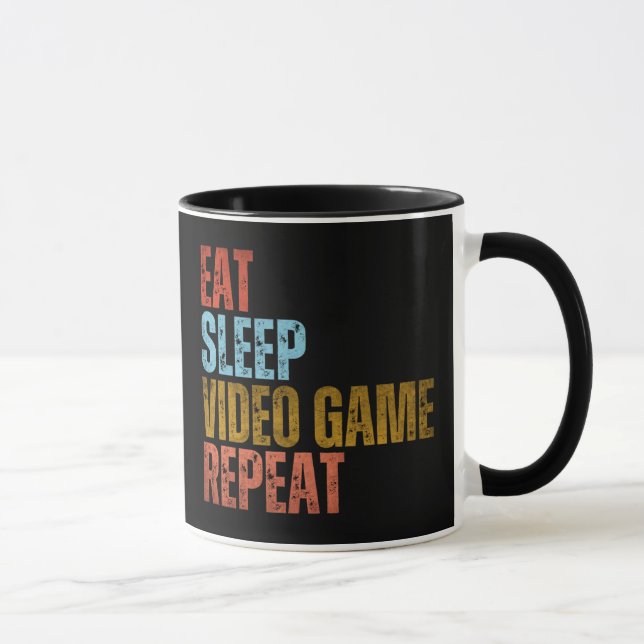 ÄT SLEEP VIDEO GAME UPPREPA MUGG (Höger)