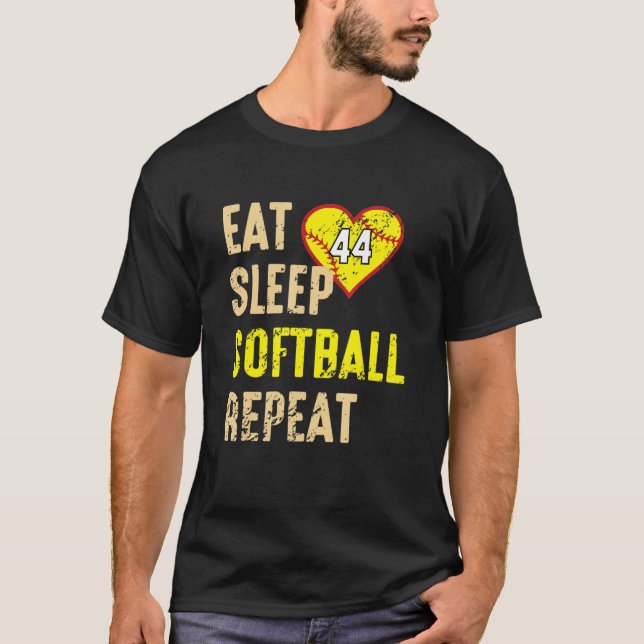 Ät Softball Upprepa Jersey 44 Vintagar T Shirt (Framsida)