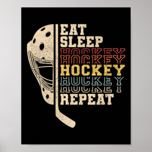 Ät Solla Hockey Upprepa Män Pojkar Kid Rolig Is Ho Poster