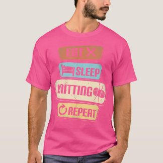 Ät Söm Stickning Upprepa Rolig Stickning T Shirt