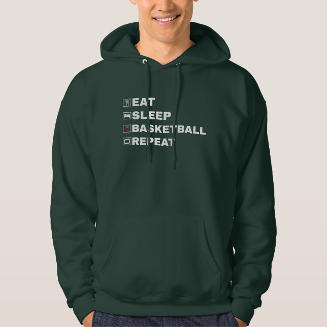 Ät sömn basket repetera  hoodie (Framsida)
