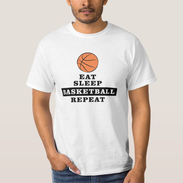 Ät, sömn, basket, upprepa t shirt (Framsida)