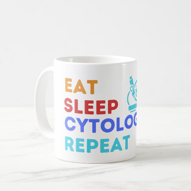ÄT SÖMN CYTOLOGI REPETERA - #lablife Kaffe Mugg (Framsida vänster)