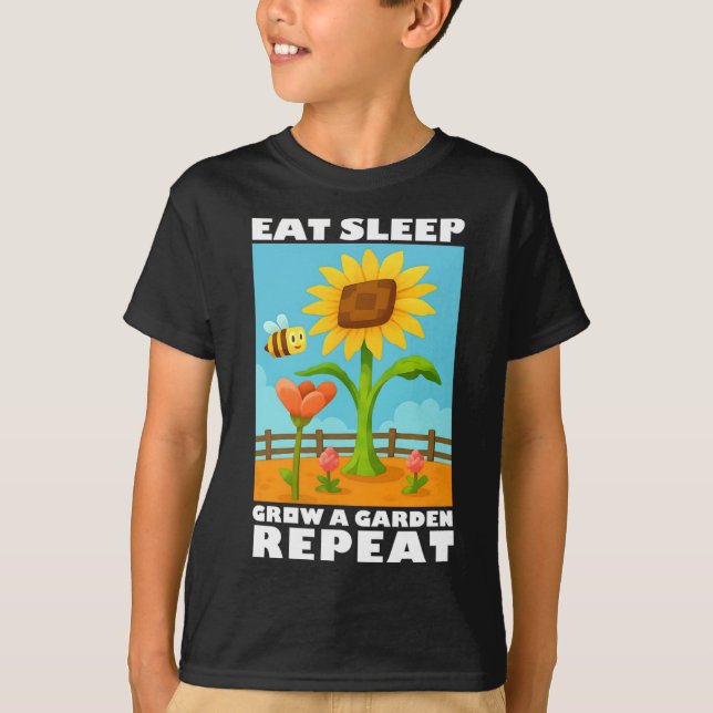 Ät sömn Groda en Garden Repeat Gamer Stil T Shirt (Framsida)