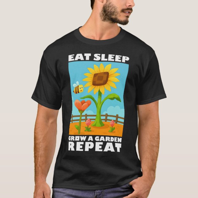 Ät sömn Groda en Garden Repeat Gamer Stil T Shirt (Framsida)