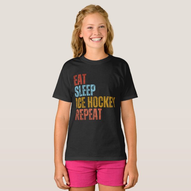 ÄT SÖMN ISHOCKEY UPPREPA T SHIRT (Hel framsida)